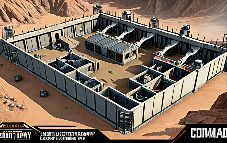 **

A heavily fortified command center with level 25 upgrades, surrounded by thick, upgraded walls. Research labs are bustling with activity. Strategically placed machine gun turrets, rocket turrets, and laser turrets are visible on the walls, arranged in a staggered pattern. Barbed wire fences and strategically placed minefields protect the outer perimeter. A powerful alliance flag waves proudly above.

**