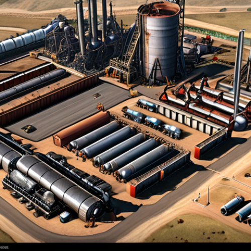 Home 18 ** A bustling overview of a well-developed Age of Z base. Focus should be on visually impressive, upgraded resource production buildings (steel mills, oil refineries, farms). Show active workers or vehicles moving resources. The base should have a strategic layout, emphasizing resource node placement and defensive structures. Include a visual representation of resource counts increasing. The overall tone is "efficient industry" and "resource abundance".
**