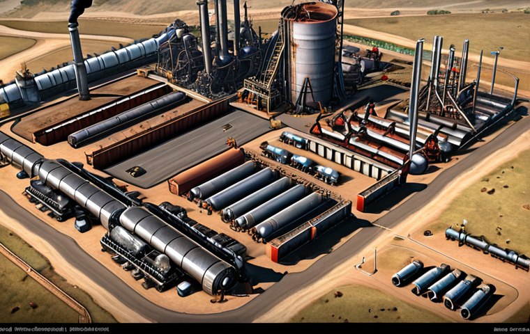 ** A bustling overview of a well-developed Age of Z base. Focus should be on visually impressive, upgraded resource production buildings (steel mills, oil refineries, farms). Show active workers or vehicles moving resources. The base should have a strategic layout, emphasizing resource node placement and defensive structures.  Include a visual representation of resource counts increasing. The overall tone is "efficient industry" and "resource abundance".

**