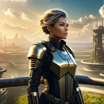 Home 16 에이지오브제트 VIP 시스템 - **Prompt:** A determined female commander, dressed in a sleek, fully covering futuristic military un...