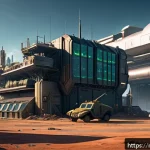 Home 19 에이지오브제트 업데이트 내역 분석 - A futuristic military base in a post-apocalyptic world, featuring advanced resource buildings like a...