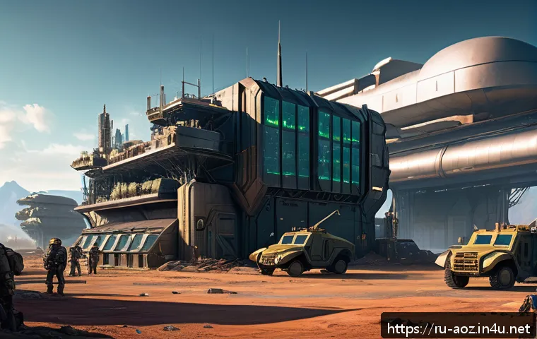 에이지오브제트 업데이트 내역 분석 - A futuristic military base in a post-apocalyptic world, featuring advanced resource buildings like a...